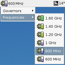 Frequencies and governors menu
