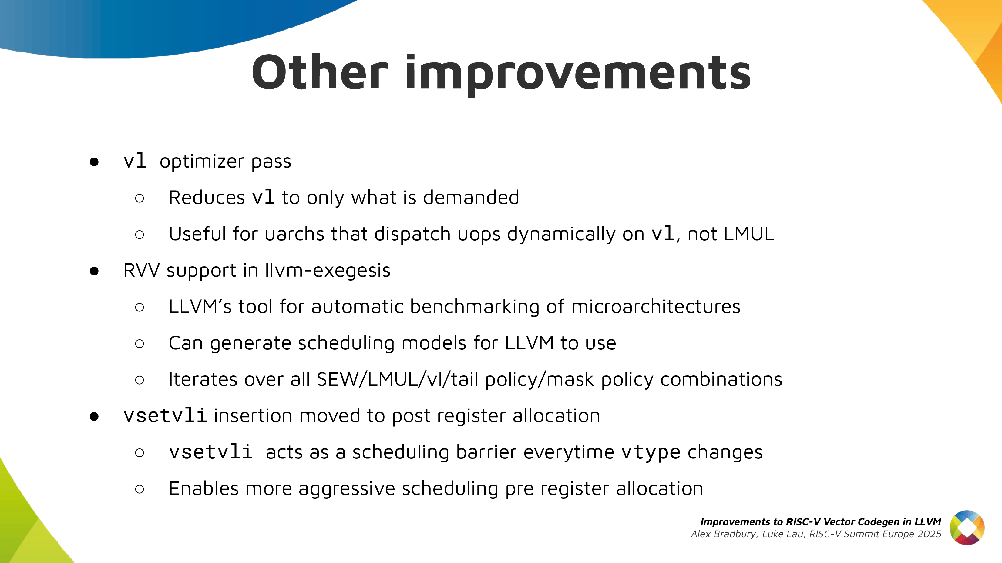 Other improvements